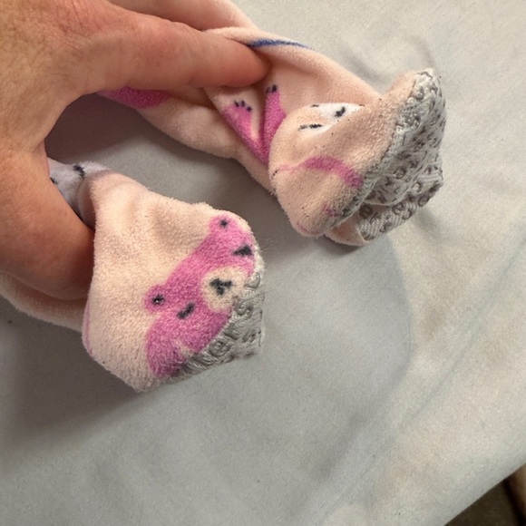 Carter's - 12M - Pink and White Fleece Onesie/Sleeper with Animal Print - Picture 3 of 4